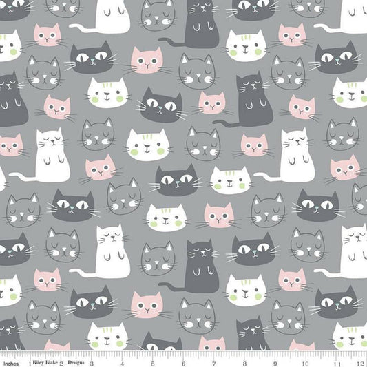Purrfect Day Gray Fabric, Riley Blake
