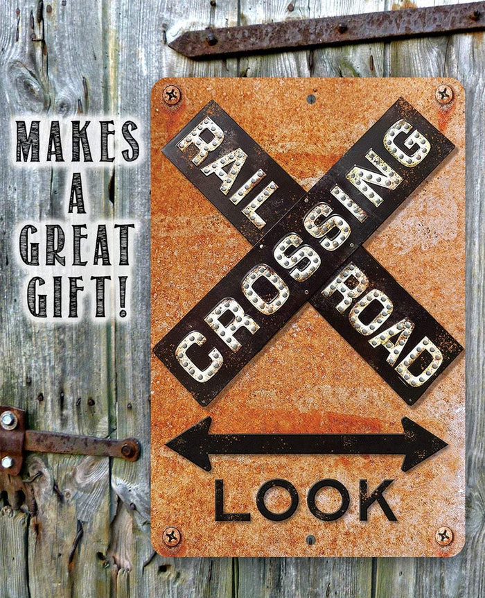 Railroad Crossing - Metal Sign | Lone Star Art.