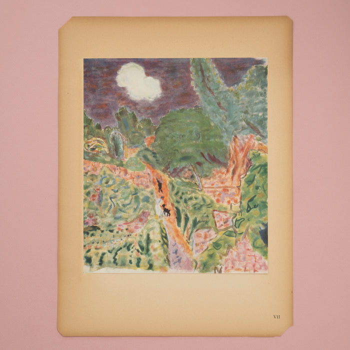 Rare Vintage 1944 Bonnard Landscape “Chemin Montant” French Art Print