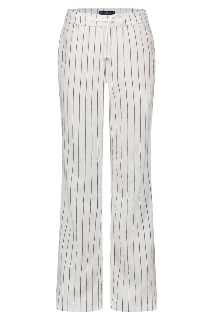 Red Button SRB4441A Colette Cotton Linen Stripe Trouser 79 cm Navy - Dotique