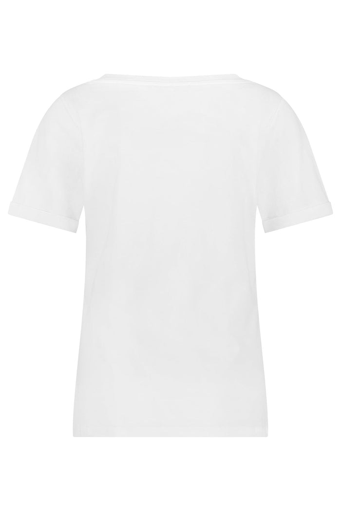 Red Button SRB4559 Tee Temmy Logo White Cotton T-Shirt Raspberry Foil - Dotique