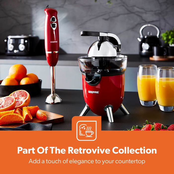 Red Dual-Cone 'Retrovive' Electric Juicer Extractor