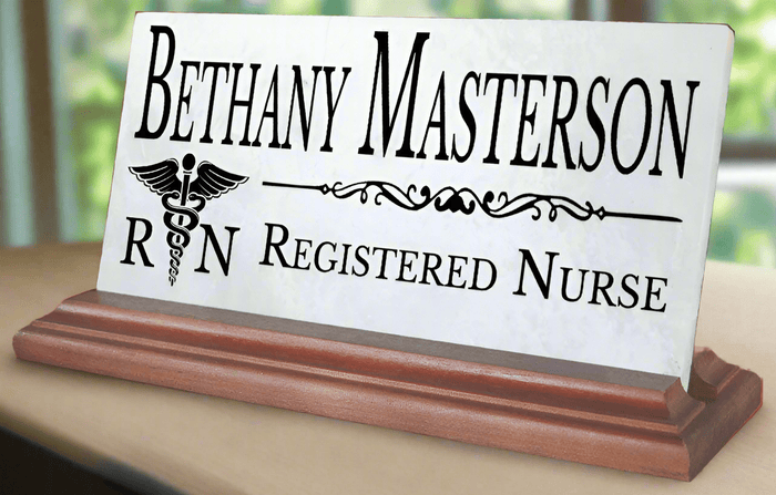 Registered Nurse Nameplate RN Gift - Solid Marble - Custom Nurses Name Plate - Broad Bay Personalized Gifts Shipped Fast