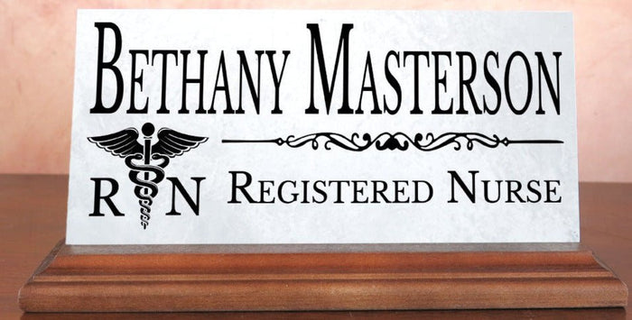 Registered Nurse Nameplate RN Gift - Solid Marble - Custom Nurses Name Plate - Broad Bay Personalized Gifts Shipped Fast