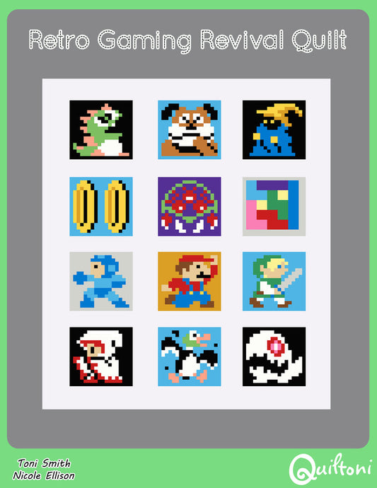 Retro Gaming Revival Quilt: A 12 Block Video Game Themed Quilt Pattern Book Physical