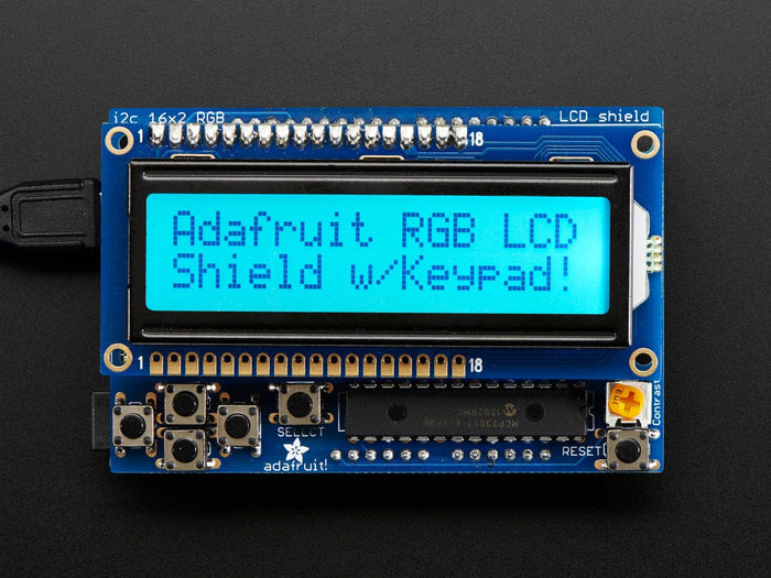 RGB LCD Shield Kit with 16x2 Character Display (Positive Display) by Adafruit - The Pi Hut