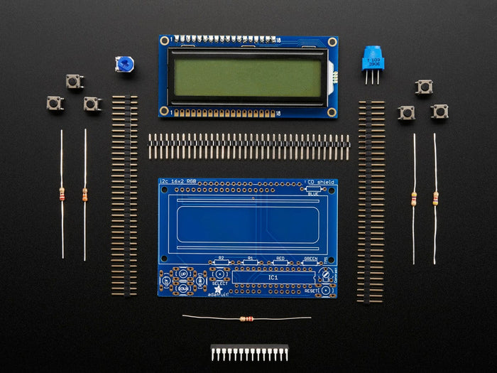 RGB LCD Shield Kit with 16x2 Character Display (Positive Display) by Adafruit - The Pi Hut