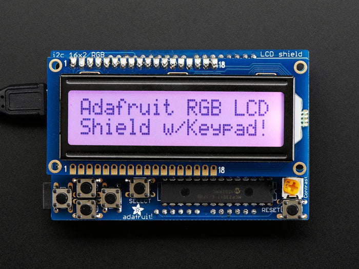 RGB LCD Shield Kit with 16x2 Character Display (Positive Display) by Adafruit - The Pi Hut