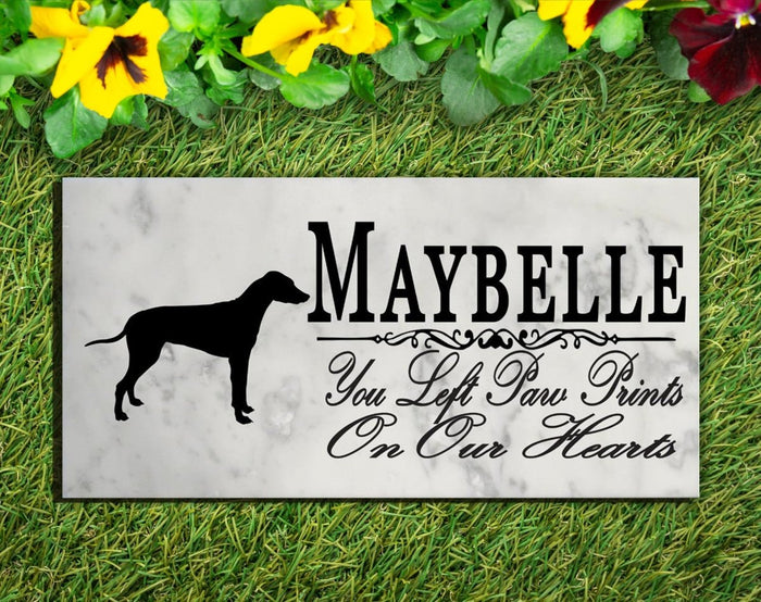 Rhodesian Ridgeback stone memorial plaque You Left Paw Prints On My Heart