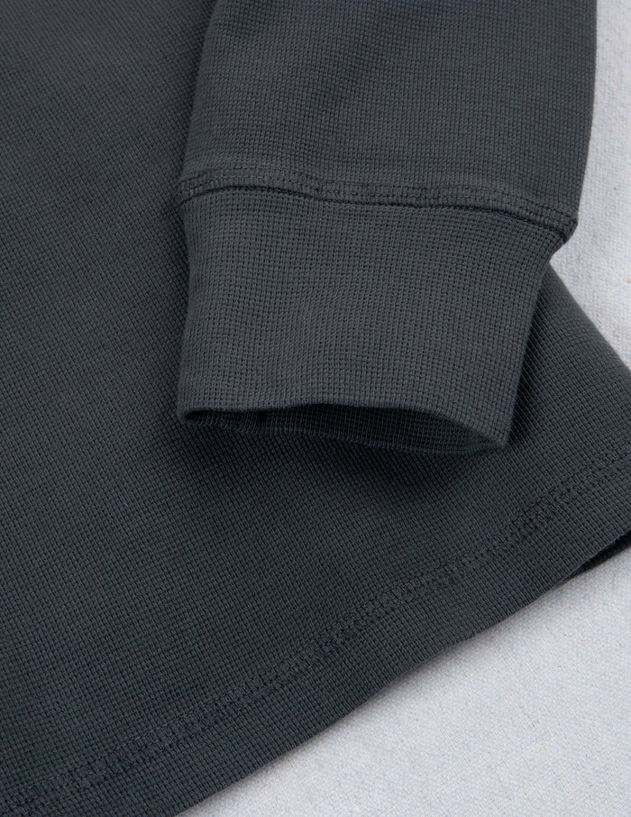 Rivay Gibson Waffle Henley in Weathered Black