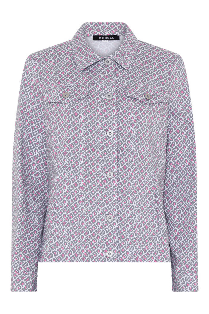 Robell Happy Jacket 57609 54708 Navy Leopard Print - Dotique