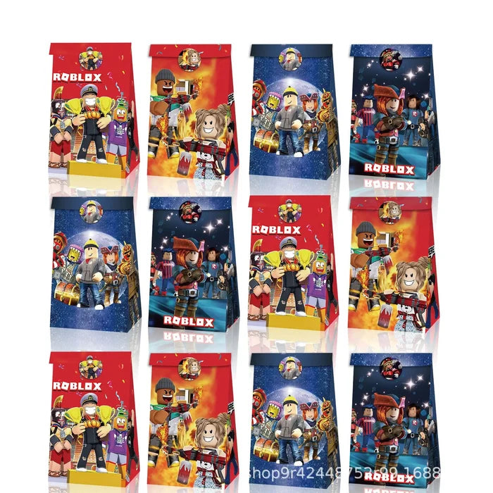 Roblox Birthday Party Favor Bags – 12/60PCS Gift & Candy Boxes for Kids’ Party Decorations & Supplies