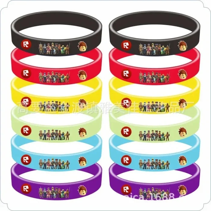 Roblox Game Anime Figure Wristband & Keychain Set – Student Jewelry Accessory