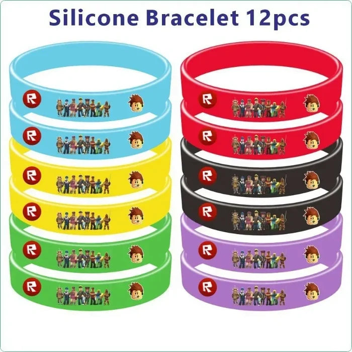 Roblox Game Anime Figure Wristband & Keychain Set – Student Jewelry Accessory
