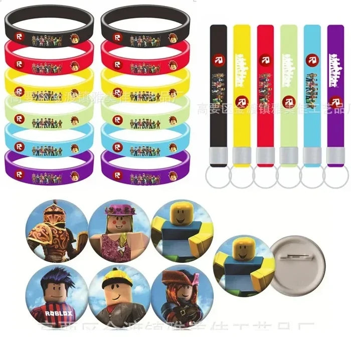 Roblox Game Anime Figure Wristband & Keychain Set – Student Jewelry Accessory