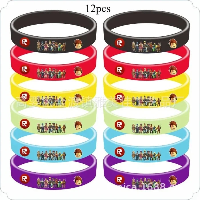 Roblox Game Anime Figure Wristband & Keychain Set – Student Jewelry Accessory