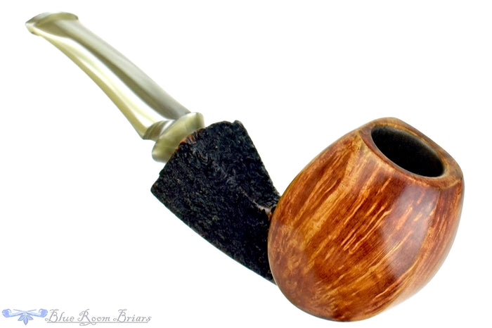 Blue Room Briars is proud to present this Ron Smith Pipe "Edward" Bent Partial Rusticated Panel Billiard