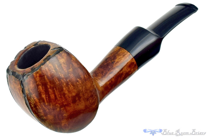 Blue Room Briars is proud to present this Ron Smith Pipe "Edwin" Partial Carved Blowfish Sitter