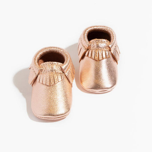 Rose Gold Moccasins Soft Soles