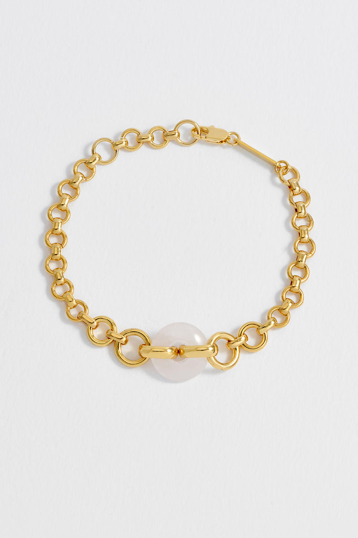 Rose Quartz Graduated Link T-Bar Bracelet