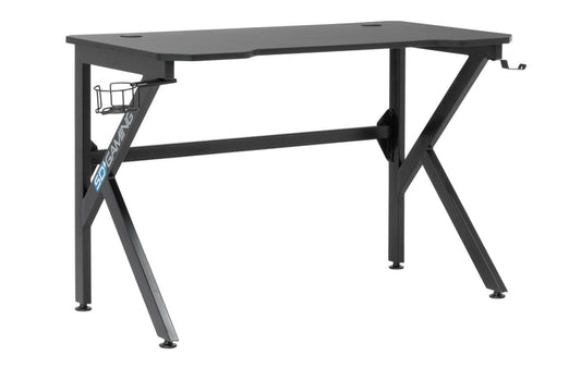 Saga PC Gaming Desk with Headphone Hook and Cup Holder, Black / Black 51454