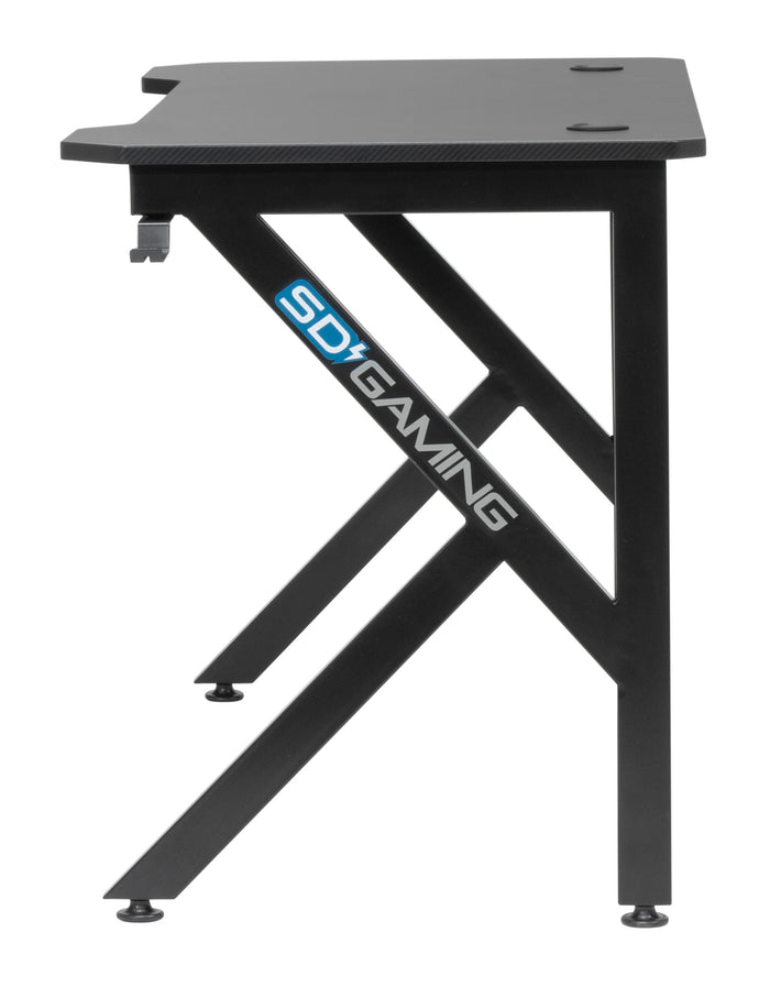 Saga PC Gaming Desk with Headphone Hook and Cup Holder, Black / Black 51454