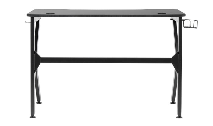 Saga PC Gaming Desk with Headphone Hook and Cup Holder, Black / Black 51454