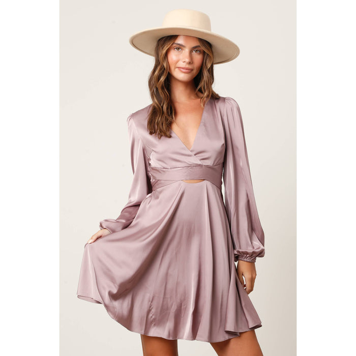 Satin Criss-Cross Cut-Out Mini Dress
