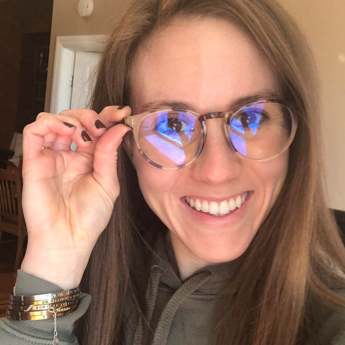 customer content - saraabellanca wearing SAWYER - CREAM TORTOISE + BLUE LIGHT TECHNOLOGY