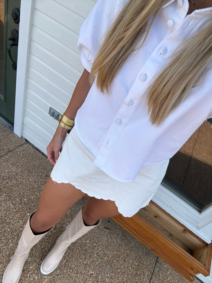 Scalloped Hem Denim Skirt