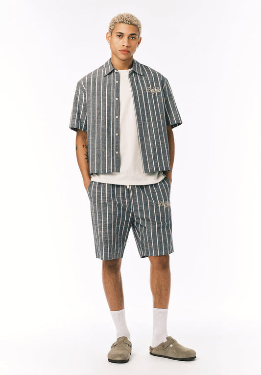 Buffalo Men Shirts Navy Woven Woven Short Sleeve Lightweight Woven Fabric Cropped Fit