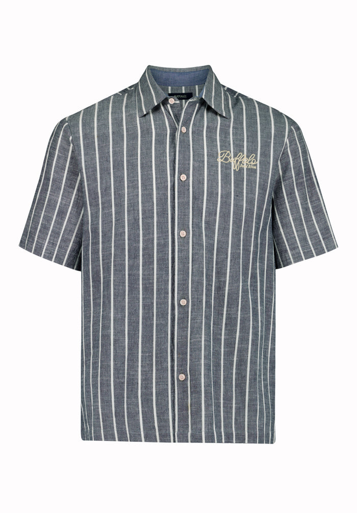 Buffalo Men Shirts Navy Woven Woven Short Sleeve Lightweight Woven Fabric Cropped Fit