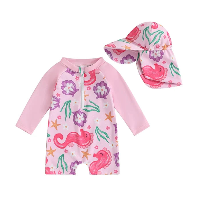 SEAHORSE Swimsuit with Sun Hat