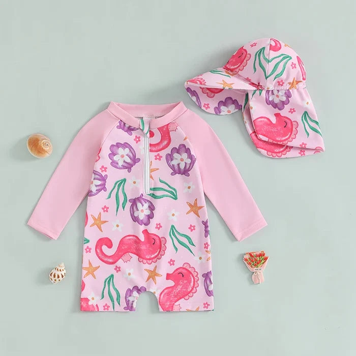 SEAHORSE Swimsuit with Sun Hat