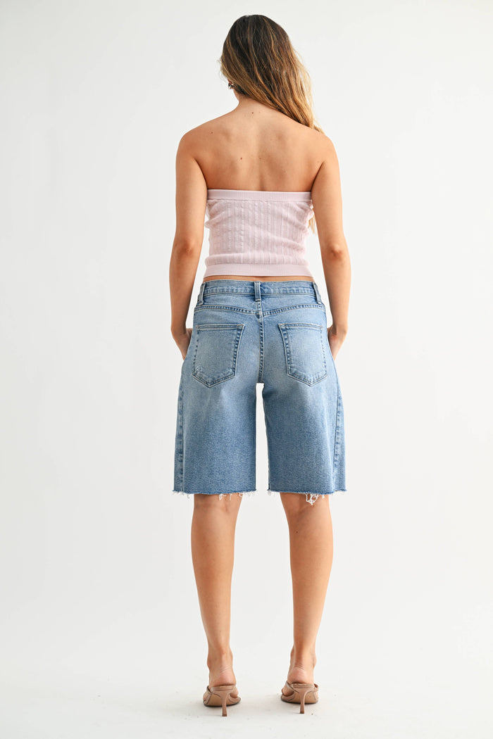Seamed Longer Short Just Black Denim