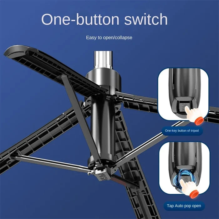 Black tripod with one-button switch.