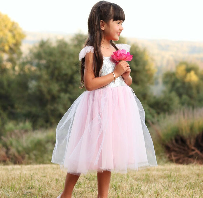 Sequins Princess Dress Silver (Size 5-6)