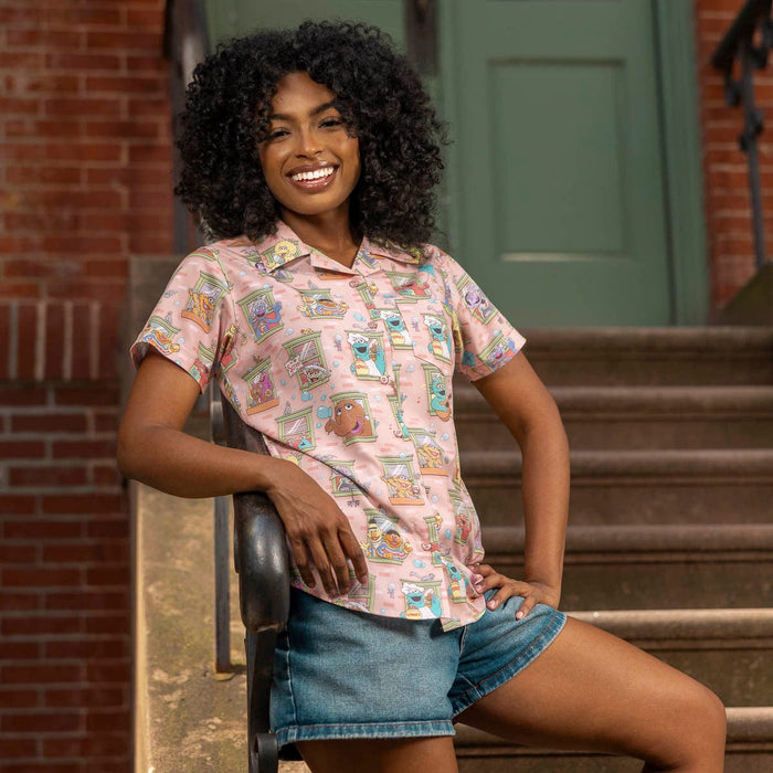 RSVLTS Sesame Street Women's Short Sleeve Shirt Sesame Street "Welcome to the Neighborhood" – Women's KUNUFLEX Short Sleeve Shirt Sesame Street "Welcome to the Neighborhood" – Women's KUNUFLEX Short Sleeve Shirt