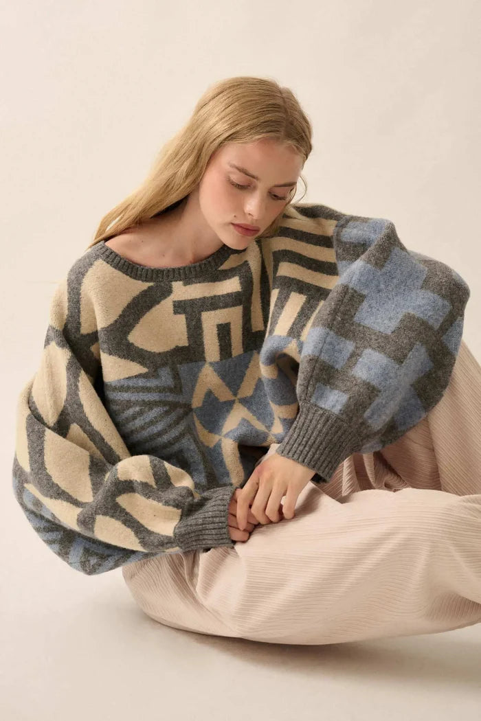 Shaping Up Multicolor Geometric Sweater - ShopPromesa