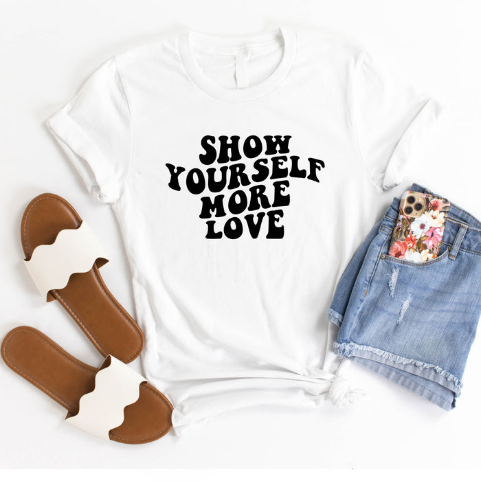 Show Yourself More Love graphic t-shirt, product photo 2