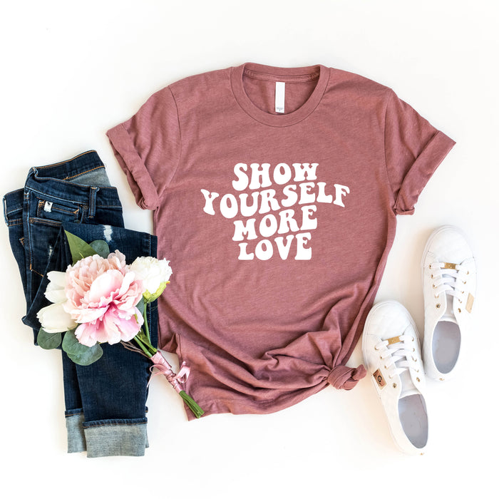 Show Yourself More Love graphic t-shirt, product photo 3