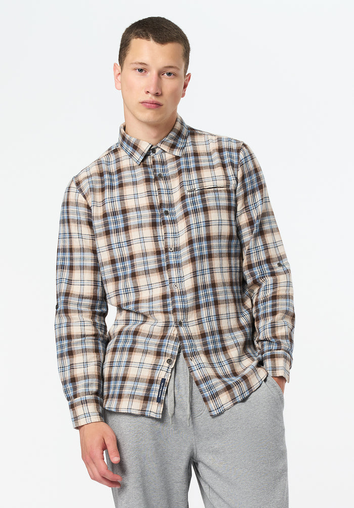 Buffalo Men Shirts Brown Woven Woven Long Sleeve Long-Sleeve Chest Pocket