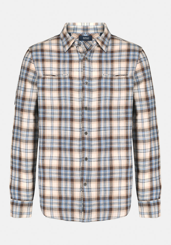 Buffalo Men Shirts Brown Woven Woven Long Sleeve Long-Sleeve Chest Pocket