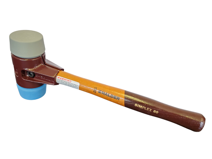 Simplex Mallet w/ Cast Iron Housing and Blue Soft Rubber & Grey Rubber Faces-Halder-Atlas Preservation