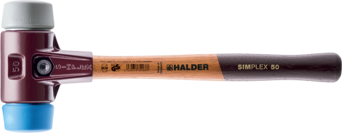 Simplex Mallet w/ Cast Iron Housing and Blue Soft Rubber & Grey Rubber Faces-Halder-Atlas Preservation