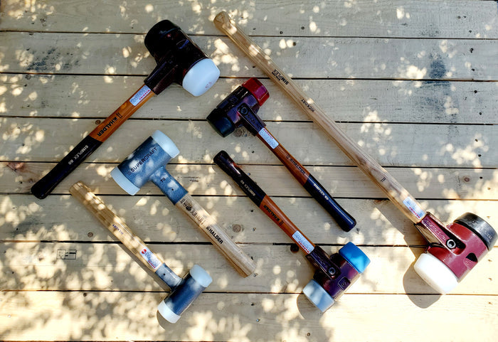 Simplex Mallet w/ Cast Iron Housing and Blue Soft Rubber & Grey Rubber Faces-Halder-Atlas Preservation