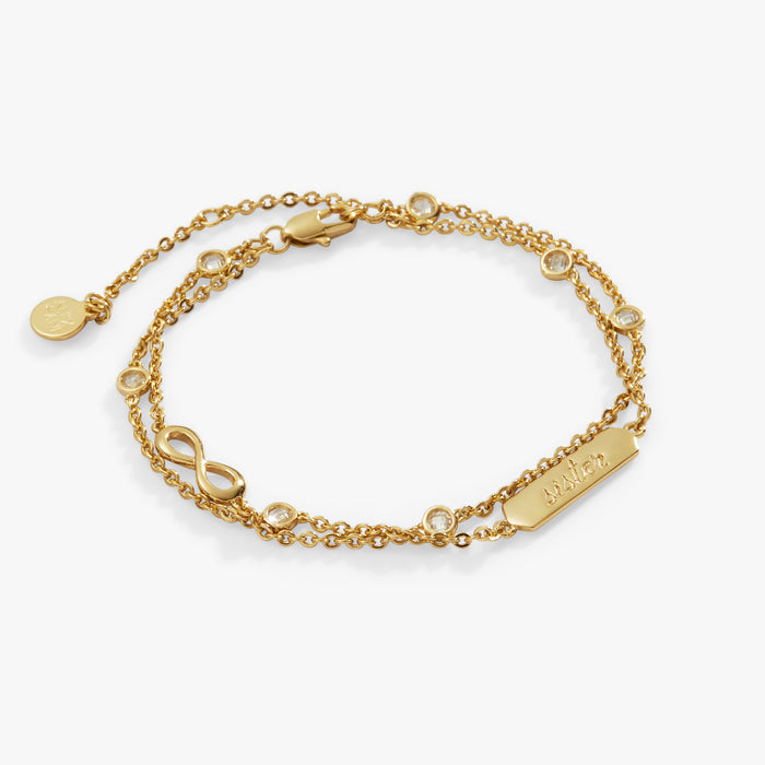 Sister Infinity Chain Double Strand Bracelet