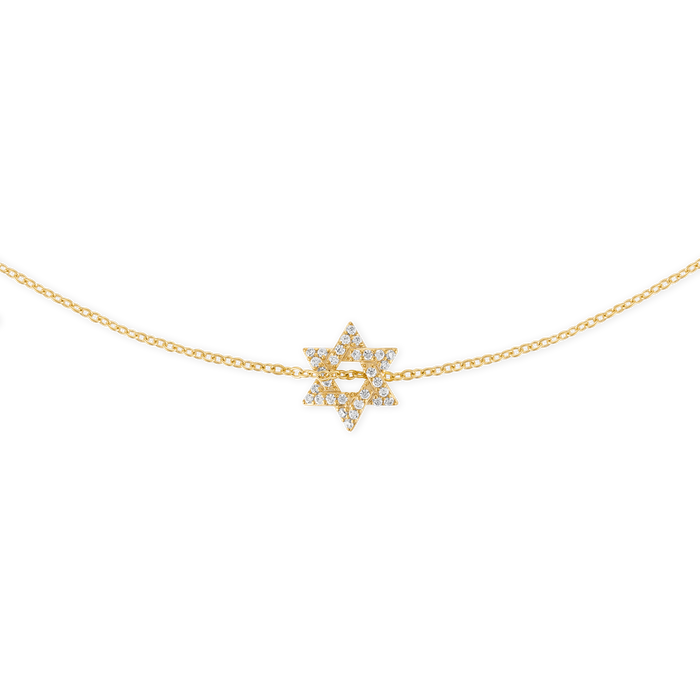 Small Pave Star of David Necklace - vermeil 11mm pave CZ Star of David on rolo chain