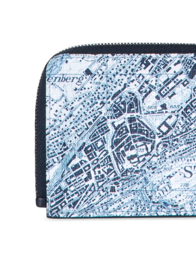 Designer Small Wallet with St. Gallen Map Print - blue - multicolor
