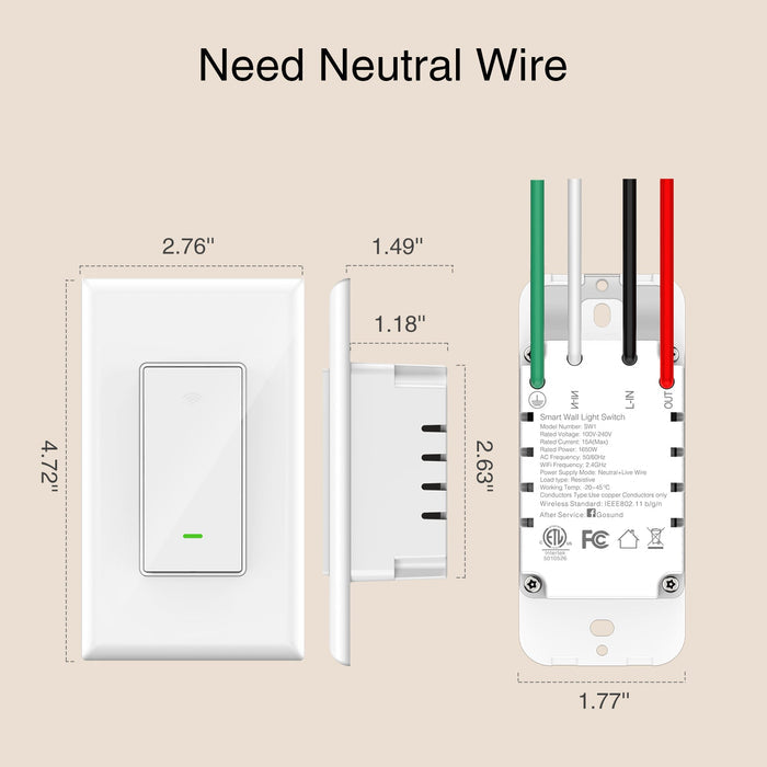 Smart Light Switch GHomeSmart® SW5 - GHome Smart Official
